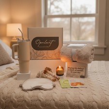 Luxury Self Care Gift Basket Women Cozy Blanket Candle Bath Salts Tumbler