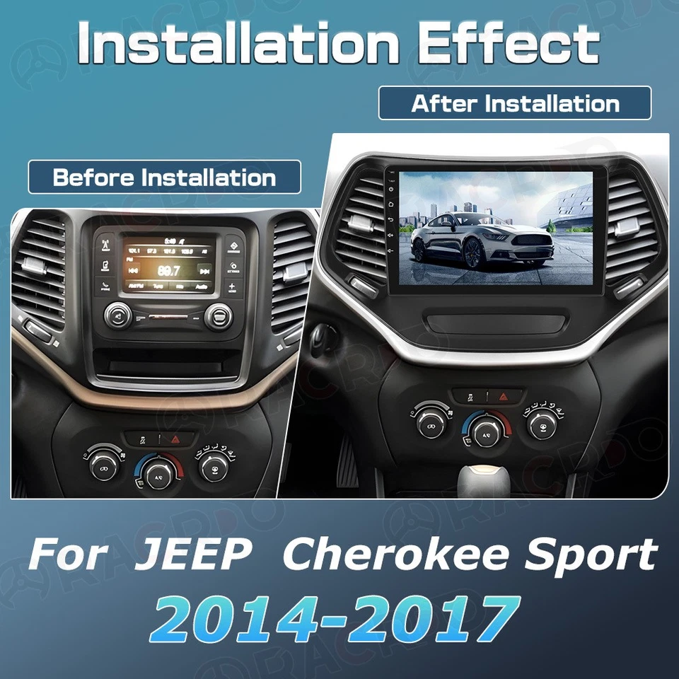 Radio estéreo para automóvil 10" Android15 Carplay GPS SWC para Jeep Cherokee Sport 2014-2017 Foto 3 de 4