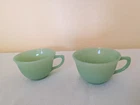 1950s Anchor Hocking Fire King Ribbed Jane Ray Jadeite 2 tea coffee cups