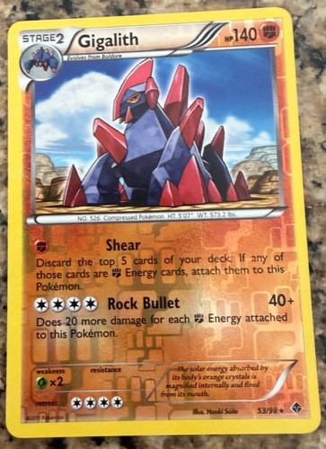 Gigalith 53/98 Emerging Powers Reverse Holo Pokemon Card NM/LP BW