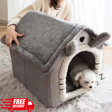 Pet Bed Dog House Cat Tent Soft Indoor Warm Kennel Puppy Cave Removable Cushion