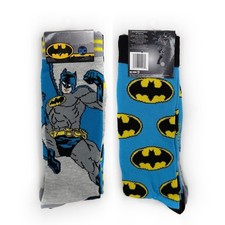 Batman Crew Socks Mens Womens DC Comics Superhero Fun Gift 2 Pairs Blue Gray