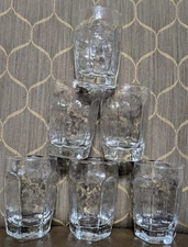 Vintage Libbey Chivalry NOS 6oz Juice Glasses, Lot of 6, Paneled, Textured 2481 