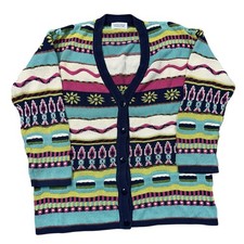 United Colors Of Betton Knit Cardigan Cotton Sweater Multicoloured Womens Medium