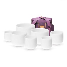 TOPFUND 6-14 inch 432Hz Set of 7 Crystal Singing Bowls with Heavy Duty Case