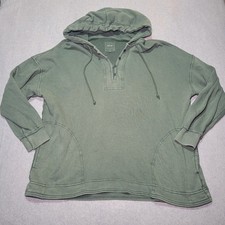 Aerie Henley Hoodie Sage Green Oversized French Terry Pullover Small Comfy