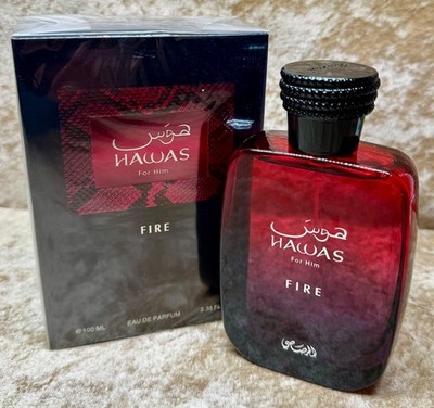 RASASI Hawas for Him Fire Eau De Parfum Spray 3.38 fl oz/100 ml - New and Sealed