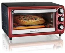 Hamilton Beach 31146 4-Slice Toaster Oven with Broil Bake & Toast Red