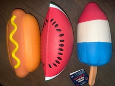 Summer Squishy Squeezy Toy Variety Pack Jumbo Size Rocket Pop Hot Dog Watermelon