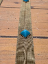 Vintage 1950s Gold Metal Mesh Belt with Turquoise Cabochon Stones MCM 36"