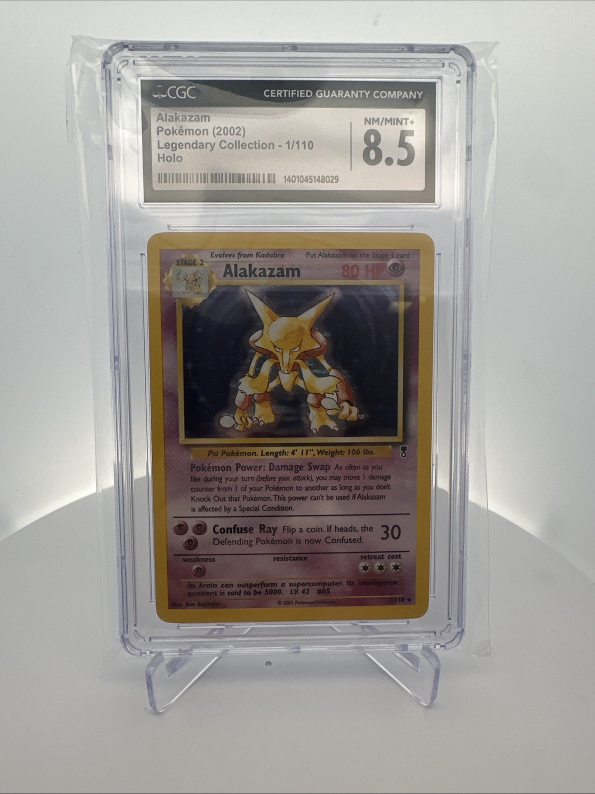 Pokemon Alakazam Legendary Collection Holo 1/110 CGC 8.5 NM/MINT+