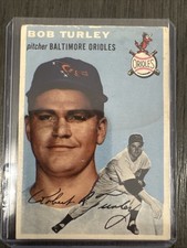 💥 Bob Turley ROOKIE CARD 💥1954 TOPPS Baseball #85 VG NO CREASES ORIOLES RC
