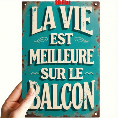 Retro Distressed French Phrase Balcony Life Plaque Outdoor Garden Terrace Decor