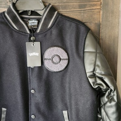 Pokemon Jacket Mens Small Black Trainer Varsity Letterman Bomber