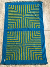 Vintage Yves Saint Laurent Geometric Bath YSL Towel MCM Mod 70s Retro Luxe Blue