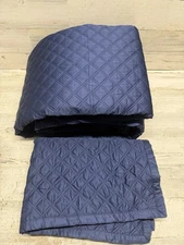 Hudson Park Quilted Queen Coverlet and Sham Double Diamonds Navy Blue 2pc