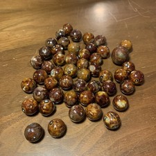 Vintage Bennington Marbles Lot of 50 Brown Salt And Glaze 1 Shooter