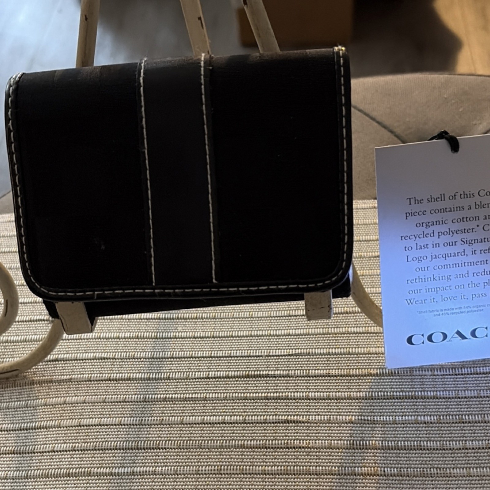 Coach Black Tri-Fold Women's Wallet with Zipper Accent and Folding Feature