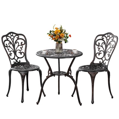 Withniture 3 Piece Brown Bistro Set Garden Table and 2 Chairs