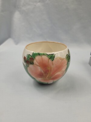 Kyoto Ware Tea Bowl Kiyomizu Ceramic Bean Kiln Flower Floral.       14