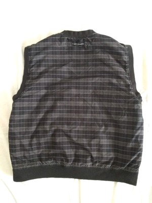 Black Plaid Reversible V-Neck Vest Size 