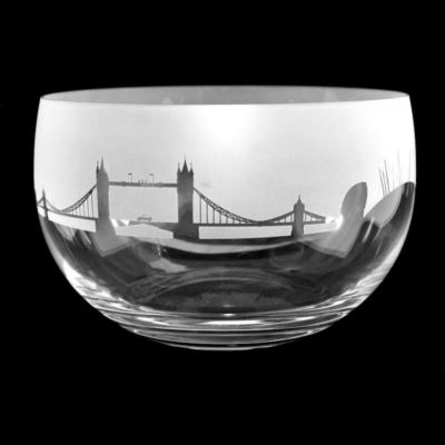 Kristallglas Schale London City Handtuch Brücke Motiv Geschenk verpackt - Animo Glas