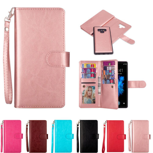 Samsung S10+ S10e S9 S8 Note10Pro 9 Leather wallet FLIP MAGNETIC BACK cover case - Picture 1 of 43