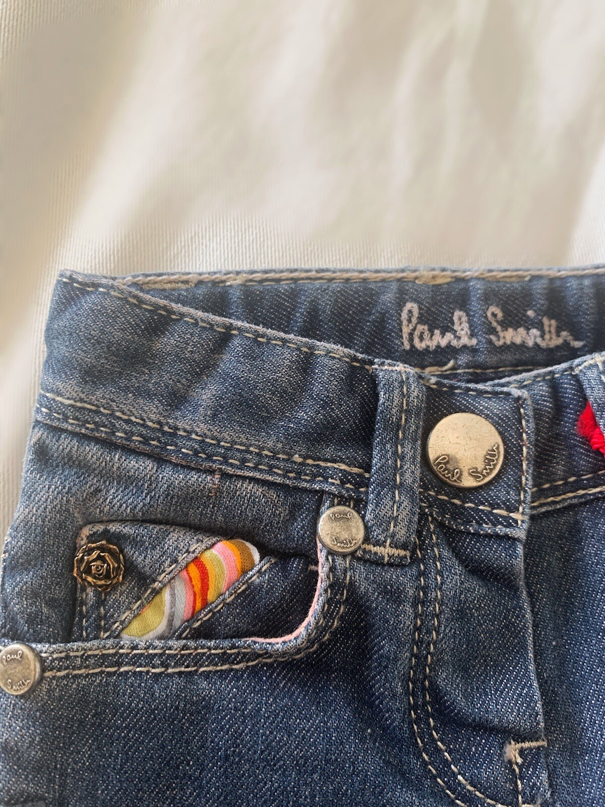 PAUL SMITH Junior | Rose Detail Baby Girl Blue Jeans | 3 Months | RRP £84 image 8