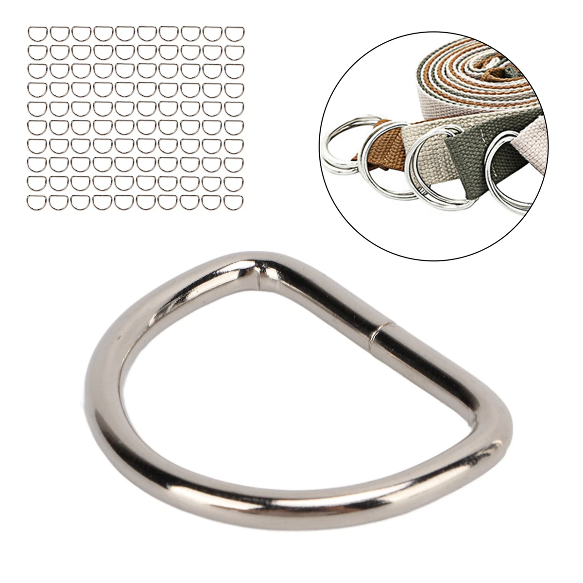 100pcs Metal D Rings Heavy Duty Dog Collar D Shaped Clips For Pet Luggage Ch Blw