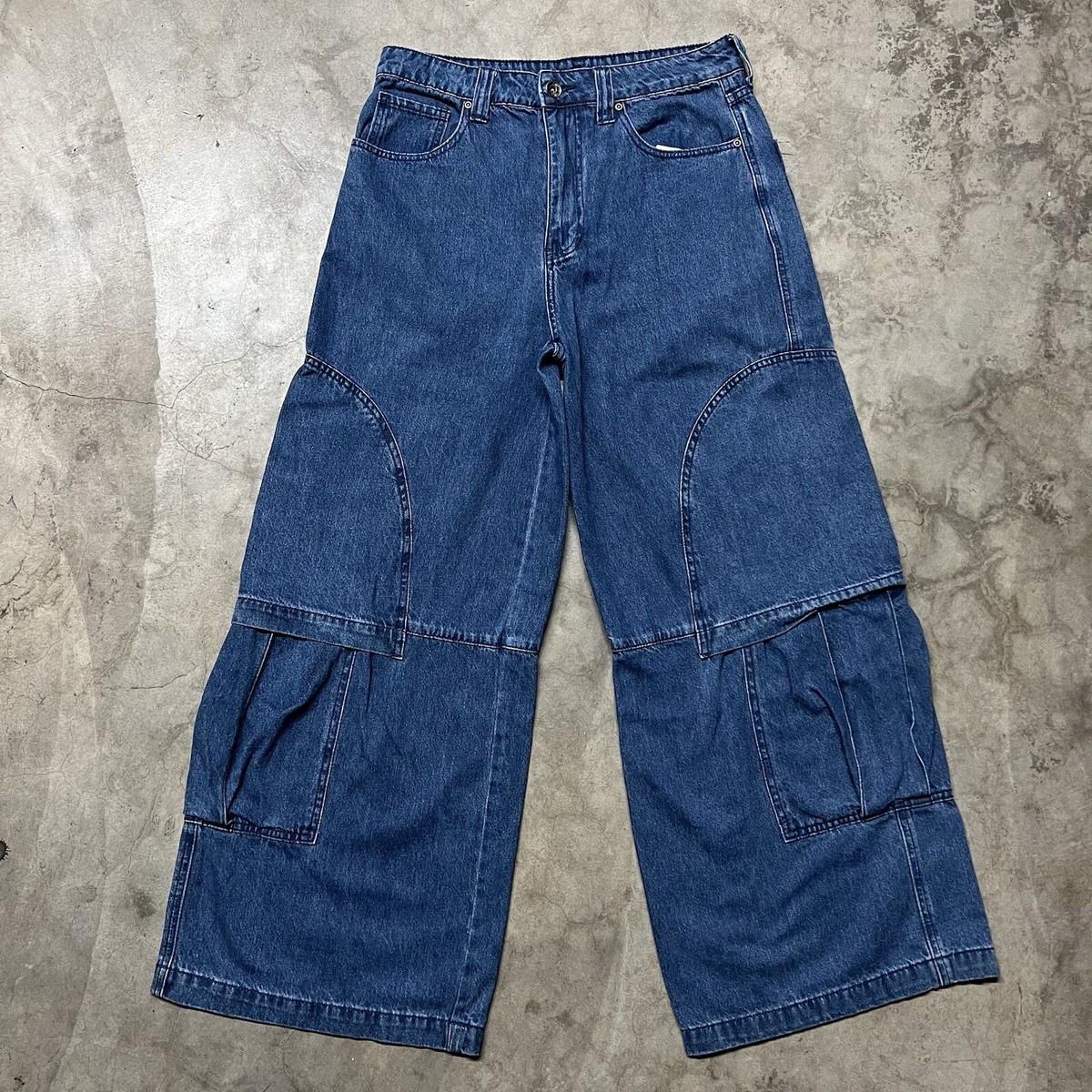 Hot Topic Baggy Multi-Cargo Denim Wide Leg Rave JNCO Kikwear Hot Topic Baggy Multi-Cargo Denim Wide Leg Rave JNCO Kikwear
