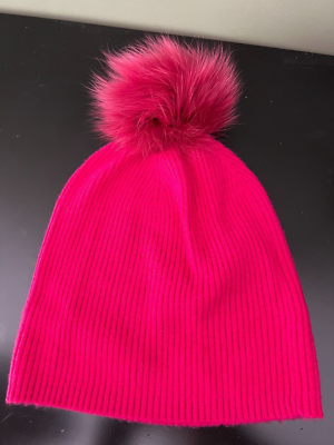 New Sofia Cashmere Pink Knit 100% Cashmere Hat With Pink Fox  display picture 1