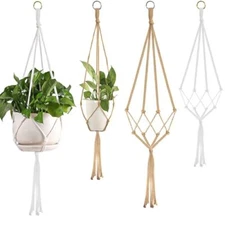 4 Pcs Macrame Plant Hanger with Tassel, 60 cm & 80 cm Woven Rope Wall Hanging 