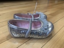 stride rite metallic silver Mary Jane ballet flats shoes size 5 baby toddler
