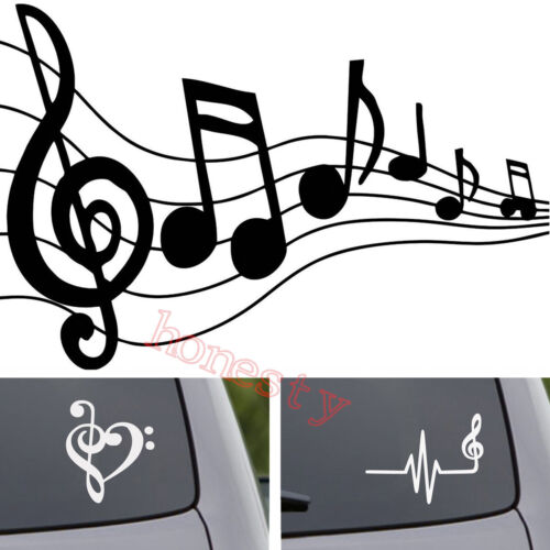 Music Pattern Sticker Decal Car Window Songs Piano Guitar Wall PC Tablet 3 Type - Afbeelding 1 van 6