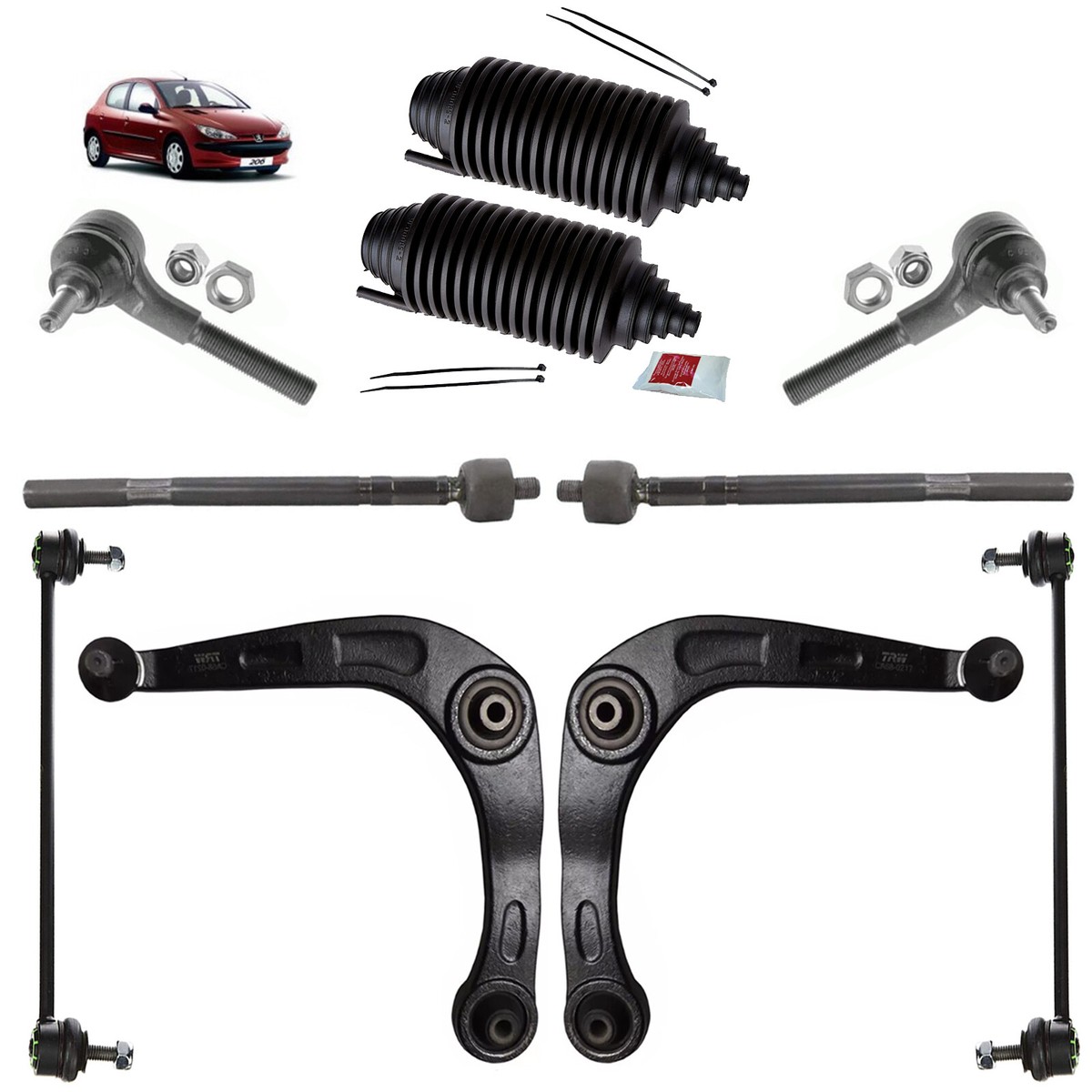 Joint Rotule Suspension Peugeot 206 207 Citroën C2 - Kit 2 Pièces Haute Qualité Acier Durable - Élimine Bruits Et Vibrations - 9
