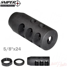 Steel Muzzle Brake .308 / 7.62 5/8"x24 Recoil Compensator Jam Nut + Crush Washer