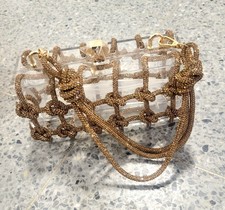 Clear Clutch See-through Chain Crossbody Bag W/ Gold Diamonte Look New