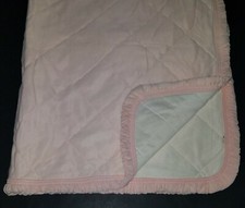 Pink White Quilted Comforter Crib Baby Girl Blanket Ruffled Edges