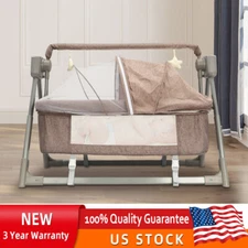Portable Electric Baby Swing Cradle Bassinet Rocking Crib Infant Bed Cradle New