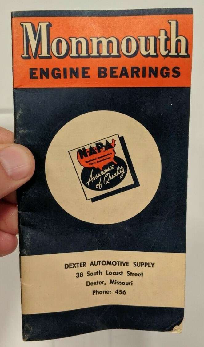 1960 Monmouth Engine Bearings Booklet Dexter Missouri Automotive Supply