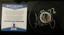 ADAM BOQVIST SIGNED CHICAGO BLACKHAWKS HOCKEY PUCK BECKETT BAS COA Q89281