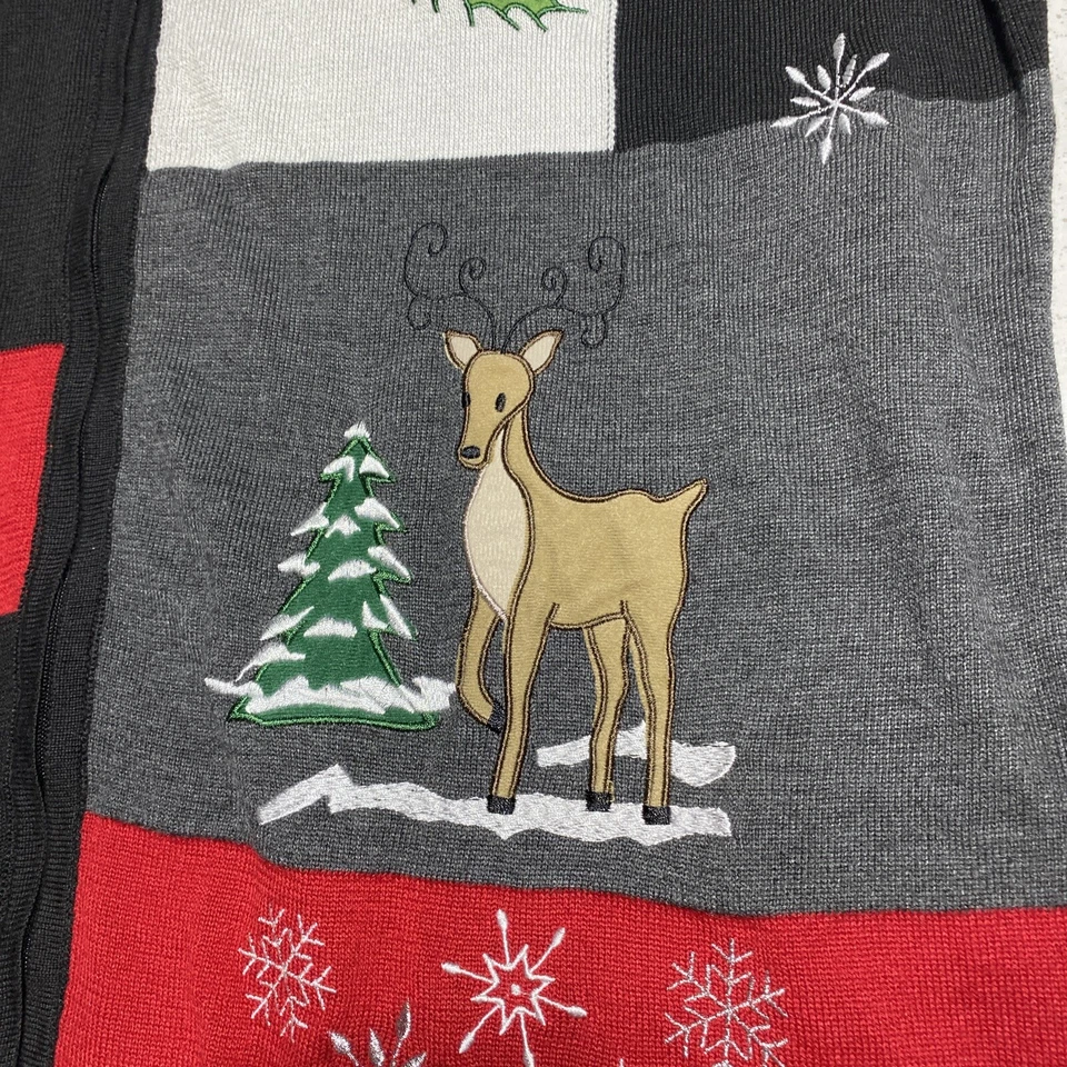 Chaqueta de Navidad Breckenridge para mujer talla XL suéter negro/rojo cremallera. O Foto 3 de 4