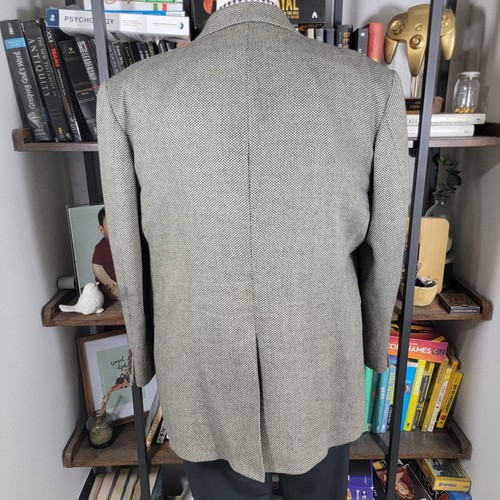 Oak Creek Herren Sport Mantel Blazer Zwei Knopf Beige GRY Fischgrät Lammwolle 46R - Bild 13 von 17