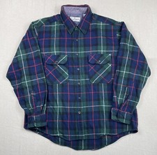 Vintage Sears Roebuck Shirt XL Wool Blend Flannel Plaid Checker Mens Button Up