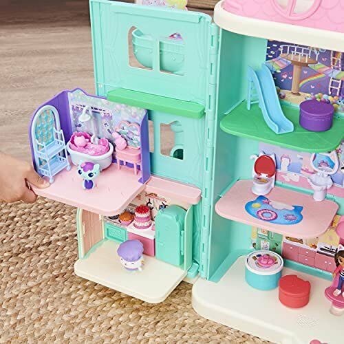 GABBY'S DOLLHOUSE Complete Set 6 Rooms KITCHEN BATH BED MUSIC PLAY CRAFT  NEW