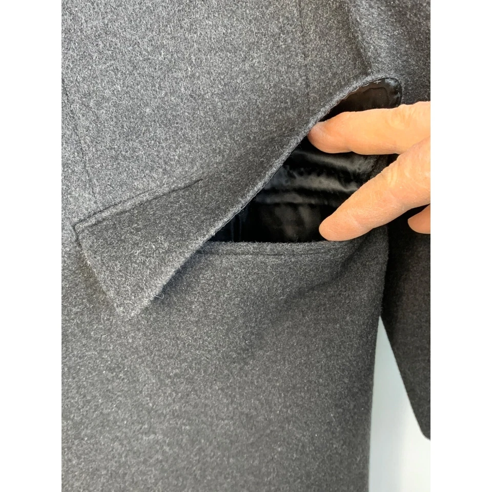 Abrigo de cachemir Brooks Brothers para hombre invierno 46R negro Italia GUC 6759 botón Foto 4 de 4