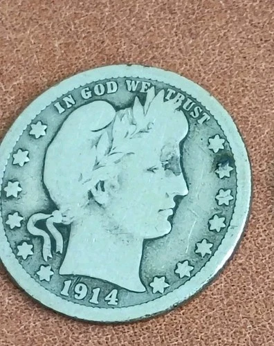 ✓ 1914-P Quarter 90% Silver Very Good