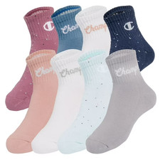 Champion Kids 8 Pack Quarter Sock Size 5Y-7Y Pink Color Pack