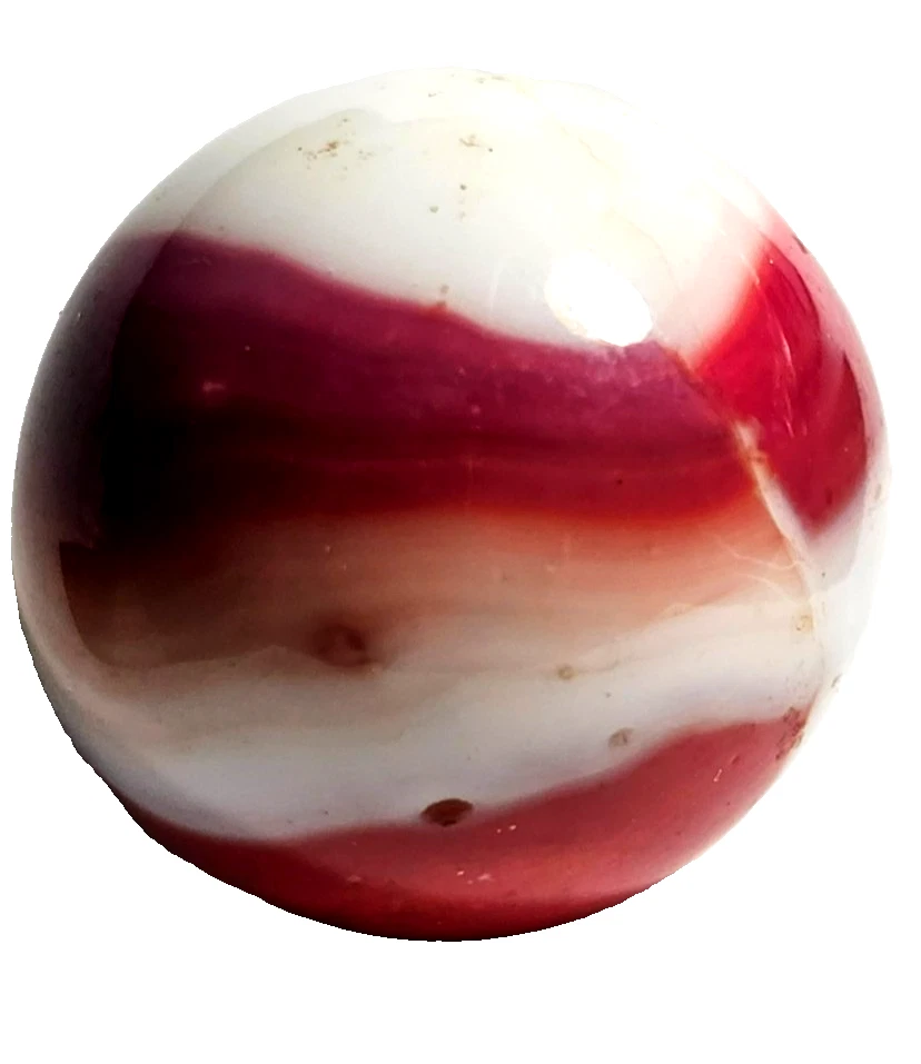 Tirador de remolino vintage blanco leche Akro Oxblood 15/16" o 23,812 mm Foto 2 de 3