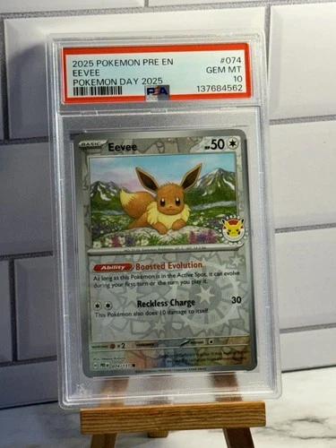 2025 POKEMON PRE EN-PRISMATIC EVOLUTIONS POKEMON DAY 2025 #074 EEVEE PSA 10